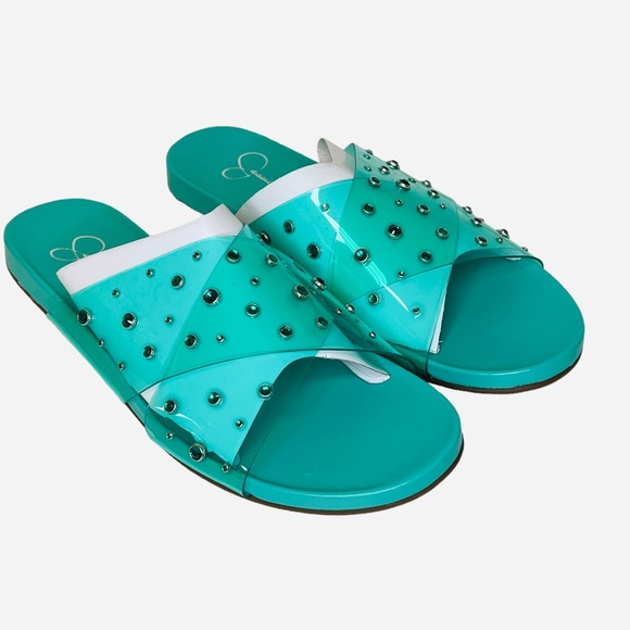 Jessica Simpson Womens Aqua Tislie Round Toe Slip On Slide Sandals Size 7.5M - Picture 3 of 11